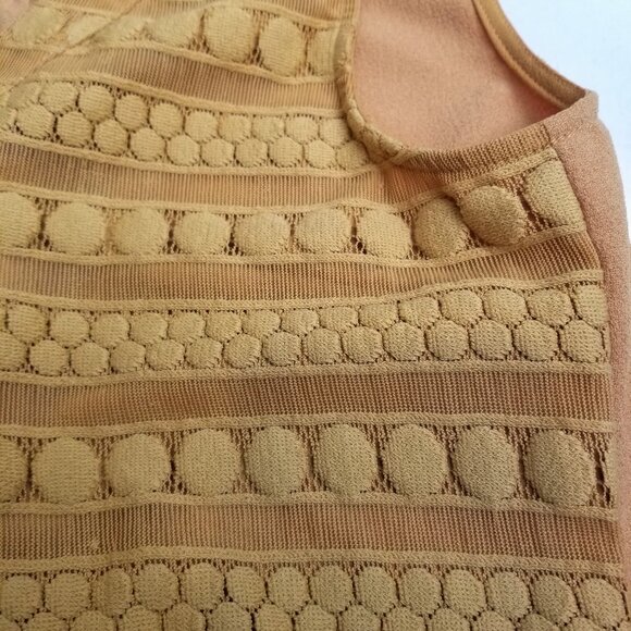 Market Spruce Textured Knit Tank Top S Gold Mustard V Neck Sleeveless Boho - Picture 3 of 6